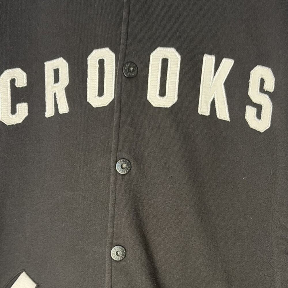 Crooks & Castles Men's Black Varsity Jacket Snap/Button Front Logo Size L - Picture 2 of 7